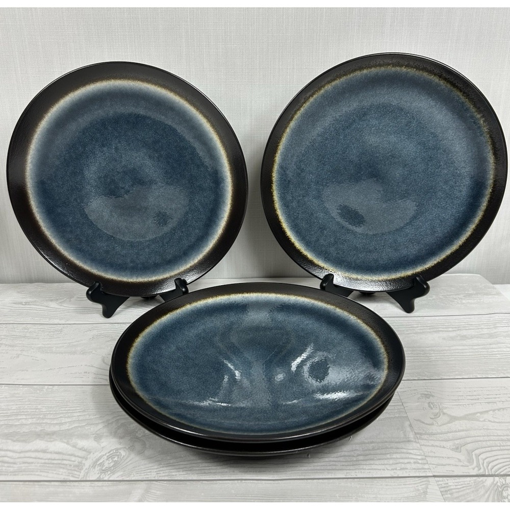 Set of 4 Baum Brothers Galaxy Coupe Denim Blue w/halo Dinner Plate 10.75" Discon